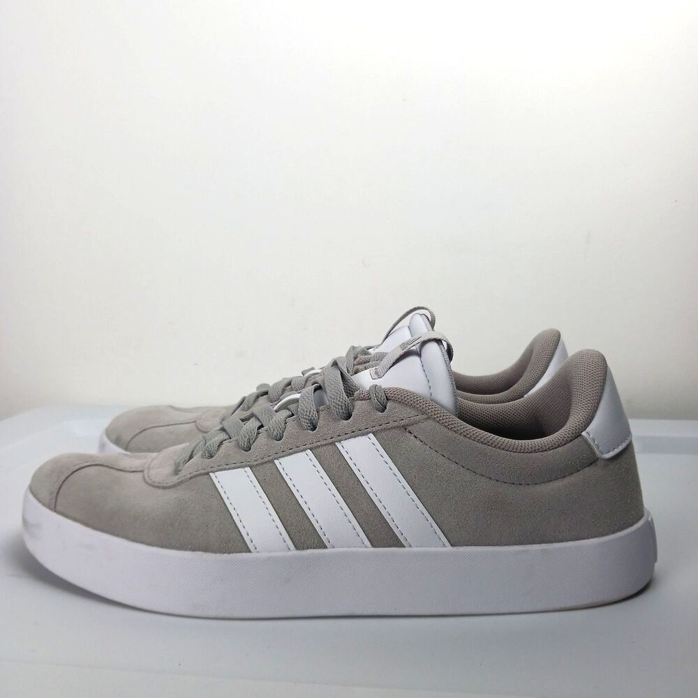Adidas VL Court 3.0 Men's Size 9 Gray White Leather Excellent Pre-owned Cond.